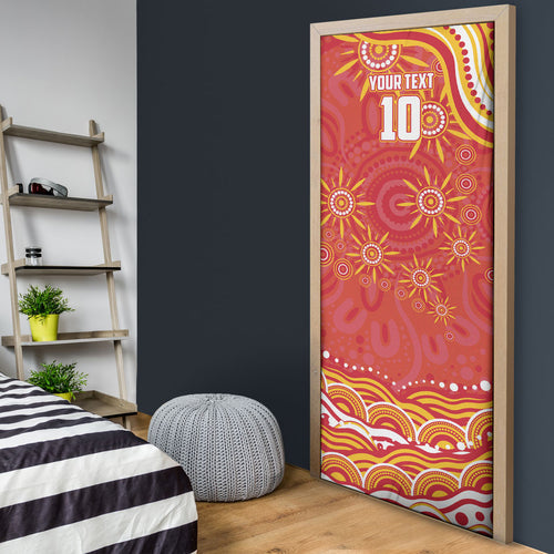 Personalized Gold Coast Suns Mascot Door Cover Aboriginal Dot Art - Dreamtime Football Mascot