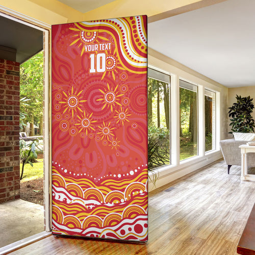 Personalized Gold Coast Suns Mascot Door Cover Aboriginal Dot Art - Dreamtime Football Mascot