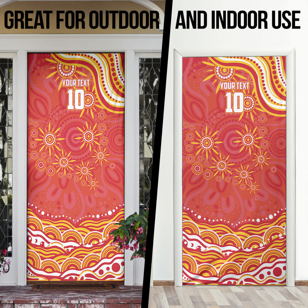 Personalized Gold Coast Suns Mascot Door Cover Aboriginal Dot Art - Dreamtime Football Mascot
