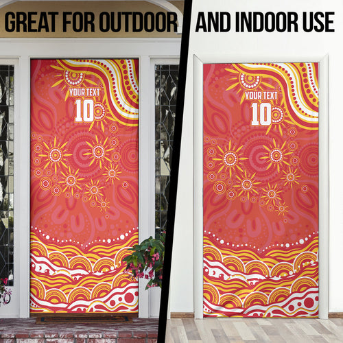 Personalized Gold Coast Suns Mascot Door Cover Aboriginal Dot Art - Dreamtime Football Mascot