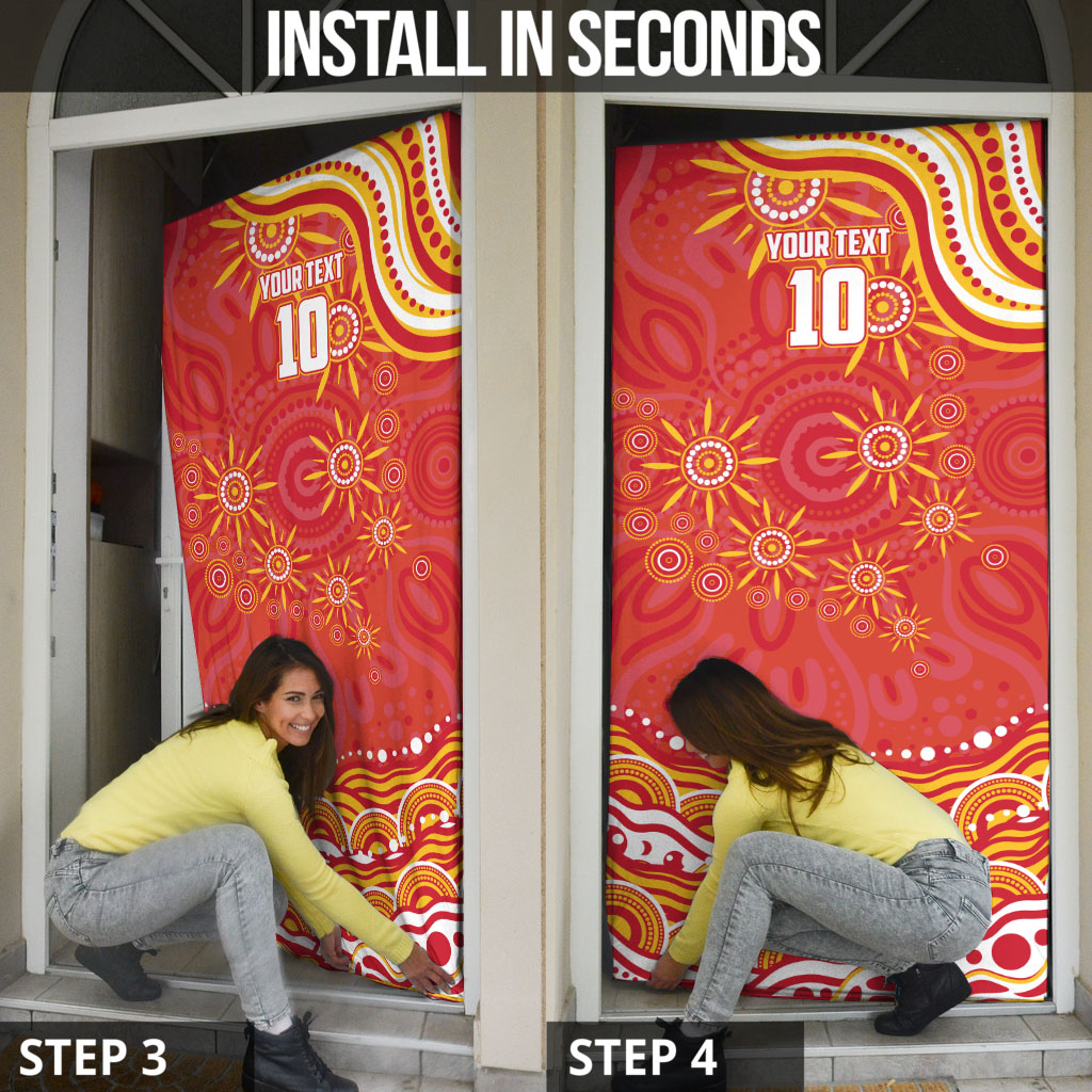 Personalized Gold Coast Suns Mascot Door Cover Aboriginal Dot Art - Dreamtime Football Mascot