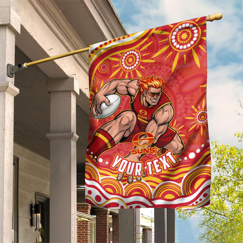 Personalized Gold Coast Suns Mascot Garden Flag Aboriginal Dot Art - Dreamtime Football Mascot