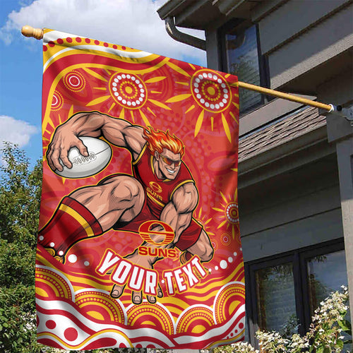 Personalized Gold Coast Suns Mascot Garden Flag Aboriginal Dot Art - Dreamtime Football Mascot