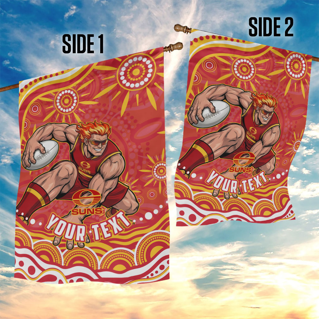 Personalized Gold Coast Suns Mascot Garden Flag Aboriginal Dot Art - Dreamtime Football Mascot
