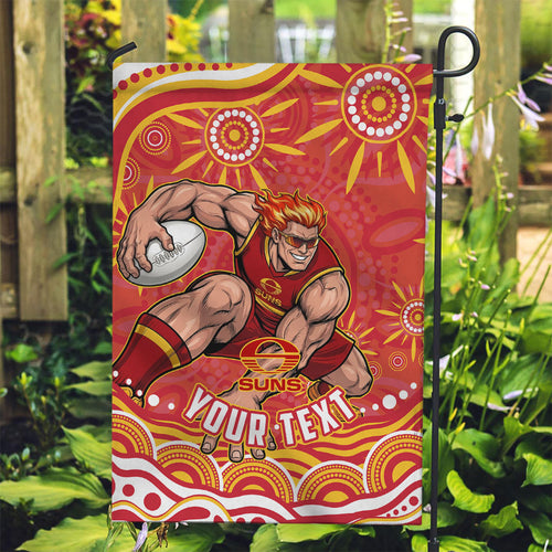 Personalized Gold Coast Suns Mascot Garden Flag Aboriginal Dot Art - Dreamtime Football Mascot