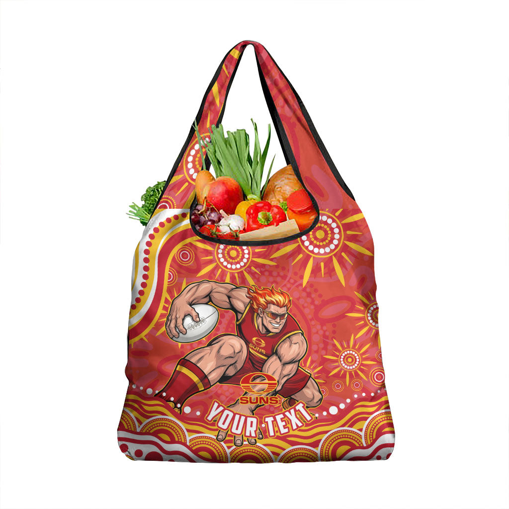 Personalized Gold Coast Suns Mascot Grocery Bag Aboriginal Dot Art - Dreamtime Football Mascot