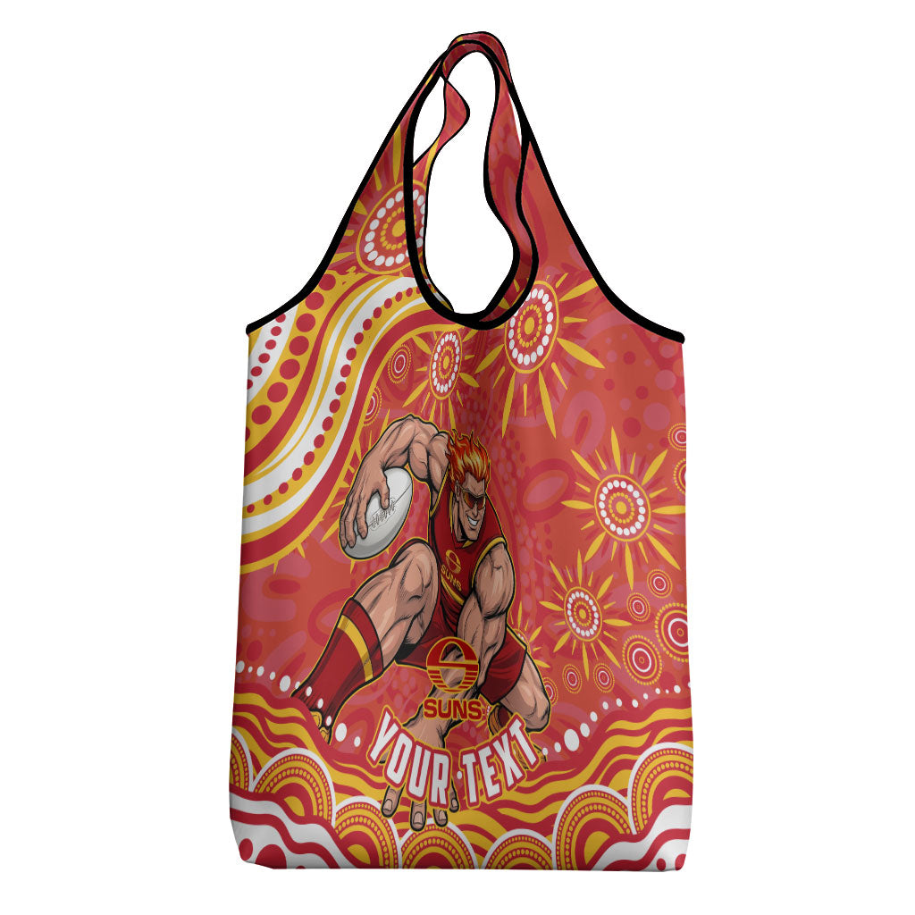 Personalized Gold Coast Suns Mascot Grocery Bag Aboriginal Dot Art - Dreamtime Football Mascot