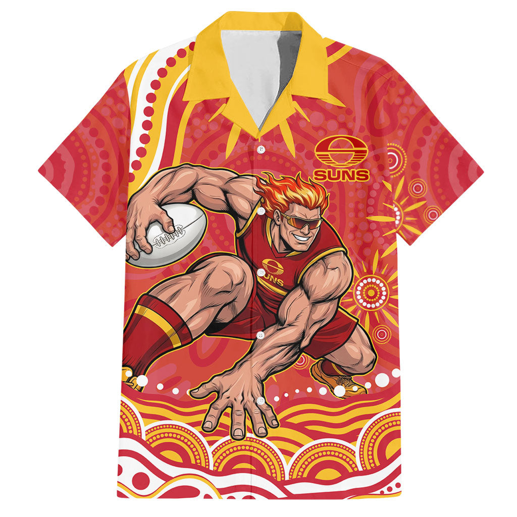 Personalized Gold Coast Suns Mascot Hawaiian Shirt Aboriginal Dot Art - Dreamtime Football Mascot