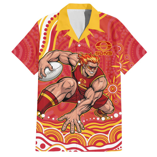Personalized Gold Coast Suns Mascot Hawaiian Shirt Aboriginal Dot Art - Dreamtime Football Mascot