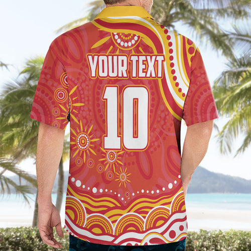 Personalized Gold Coast Suns Mascot Hawaiian Shirt Aboriginal Dot Art - Dreamtime Football Mascot