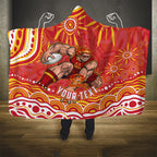 Personalized Gold Coast Suns Mascot Hooded Blanket Aboriginal Dot Art - Dreamtime Football Mascot