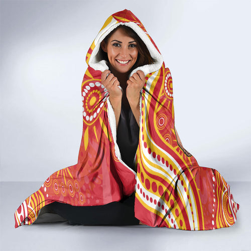 Personalized Gold Coast Suns Mascot Hooded Blanket Aboriginal Dot Art - Dreamtime Football Mascot