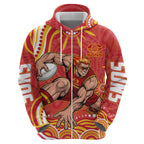 Personalized Gold Coast Suns Mascot Hoodie Aboriginal Dot Art - Dreamtime Football Mascot