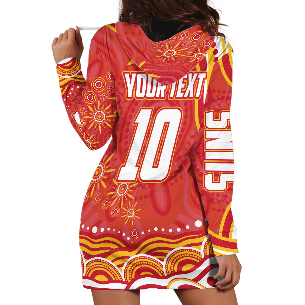 Personalized Gold Coast Suns Mascot Hoodie Dress Aboriginal Dot Art - Dreamtime Football Mascot