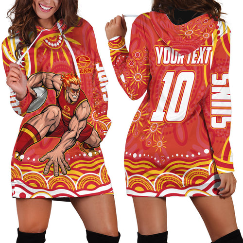 Personalized Gold Coast Suns Mascot Hoodie Dress Aboriginal Dot Art - Dreamtime Football Mascot