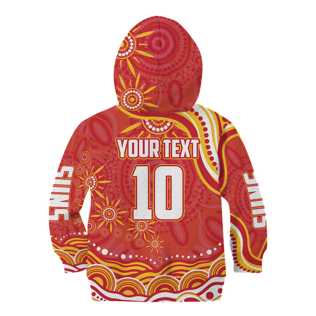 Personalized Gold Coast Suns Mascot Kid Hoodie Aboriginal Dot Art - Dreamtime Football Mascot