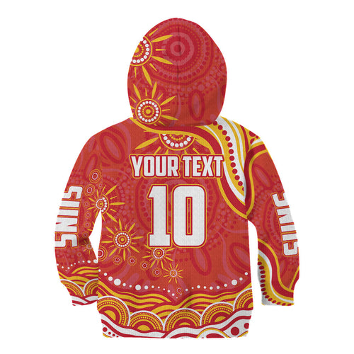 Personalized Gold Coast Suns Mascot Kid Hoodie Aboriginal Dot Art - Dreamtime Football Mascot