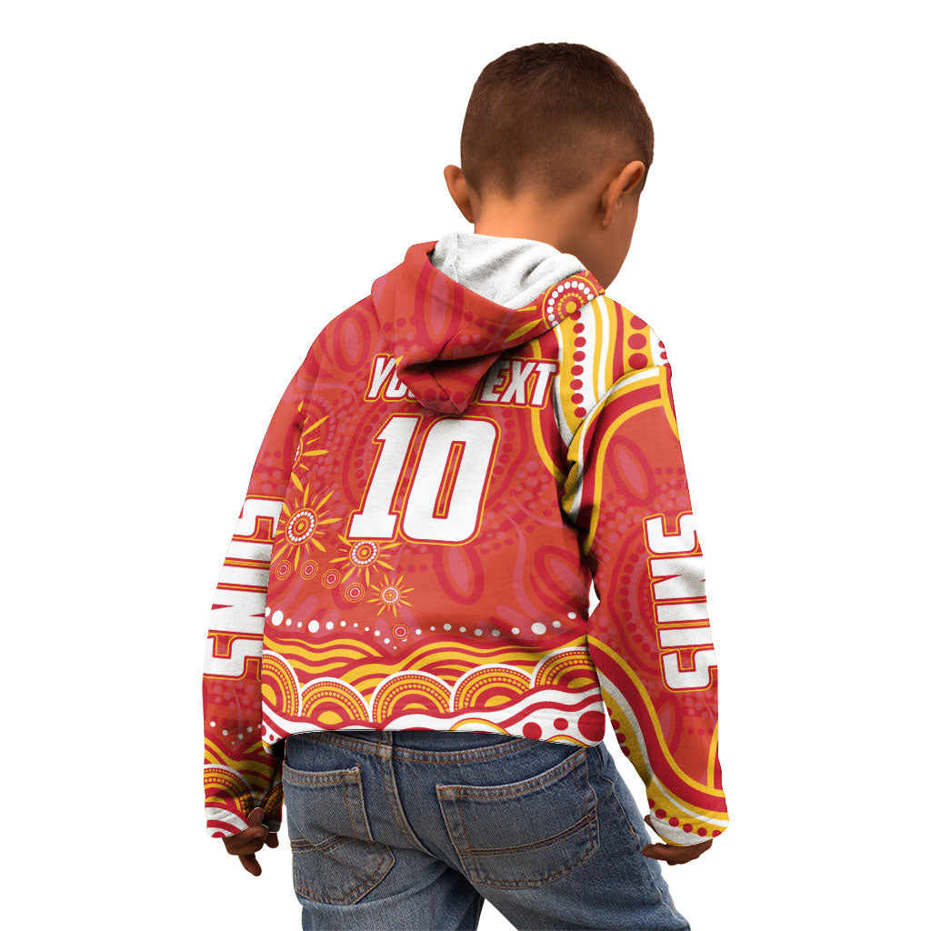 Personalized Gold Coast Suns Mascot Kid Hoodie Aboriginal Dot Art - Dreamtime Football Mascot