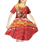 Personalized Gold Coast Suns Mascot Kid Short Sleeve Dress Aboriginal Dot Art - Dreamtime Football Mascot