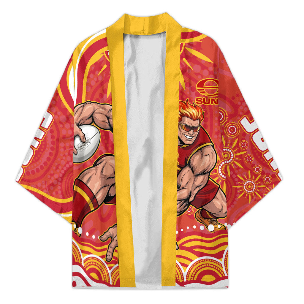 Personalized Gold Coast Suns Mascot Kimono Aboriginal Dot Art - Dreamtime Football Mascot