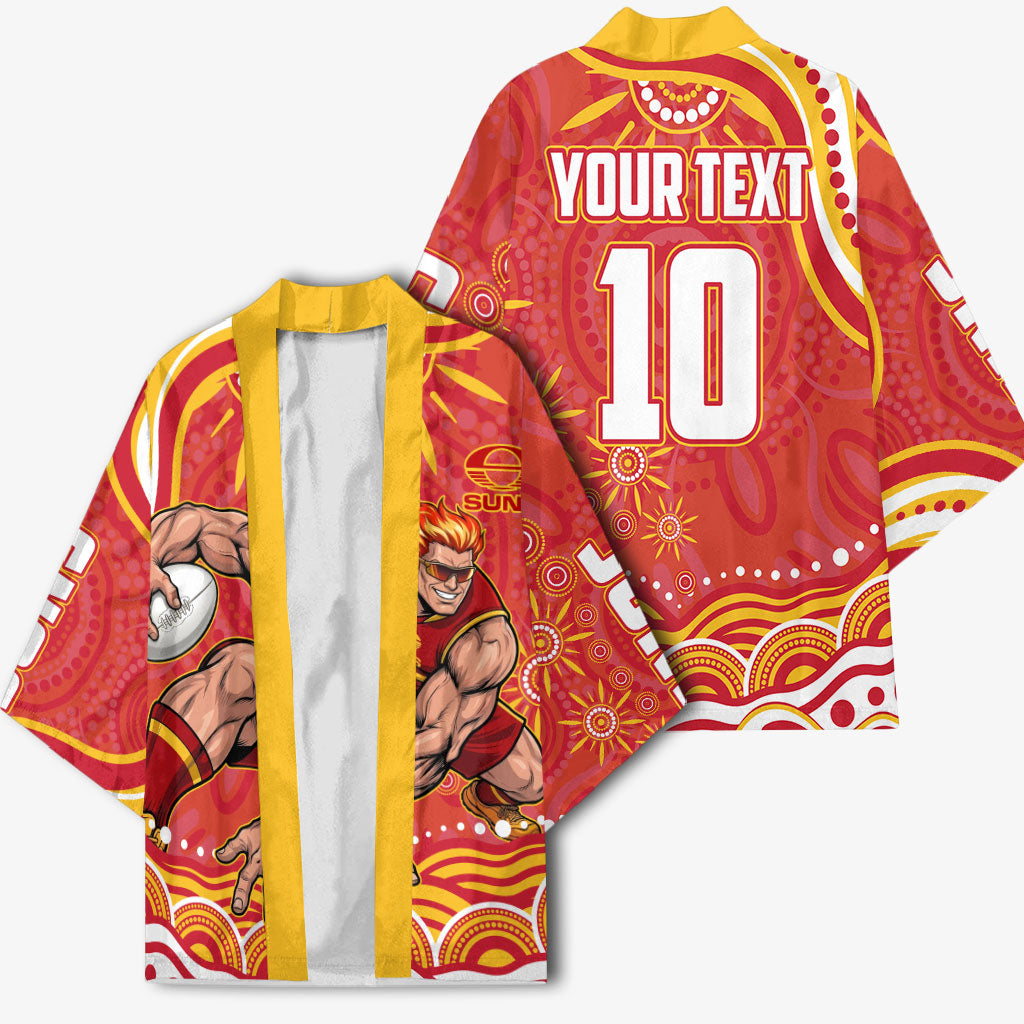 Personalized Gold Coast Suns Mascot Kimono Aboriginal Dot Art - Dreamtime Football Mascot