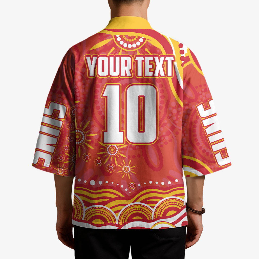 Personalized Gold Coast Suns Mascot Kimono Aboriginal Dot Art - Dreamtime Football Mascot