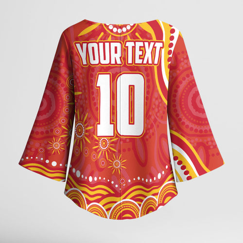 Personalized Gold Coast Suns Mascot Kimono Sleeve Blouse Aboriginal Dot Art - Dreamtime Football Mascot