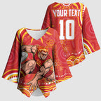 Personalized Gold Coast Suns Mascot Kimono Sleeve Blouse Aboriginal Dot Art - Dreamtime Football Mascot