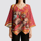 Personalized Gold Coast Suns Mascot Kimono Sleeve Blouse Aboriginal Dot Art - Dreamtime Football Mascot