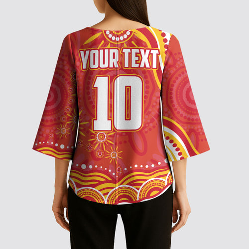 Personalized Gold Coast Suns Mascot Kimono Sleeve Blouse Aboriginal Dot Art - Dreamtime Football Mascot