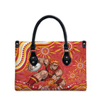 Personalized Gold Coast Suns Mascot Leather Bag Aboriginal Dot Art - Dreamtime Football Mascot