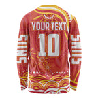 Personalized Gold Coast Suns Mascot Long Sleeve Shirt Aboriginal Dot Art - Dreamtime Football Mascot