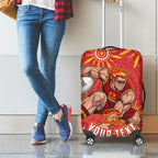 Personalized Gold Coast Suns Mascot Luggage Cover Aboriginal Dot Art - Dreamtime Football Mascot