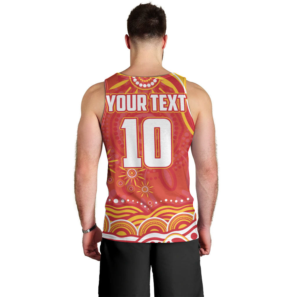 Personalized Gold Coast Suns Mascot Men Tank Top Aboriginal Dot Art - Dreamtime Football Mascot