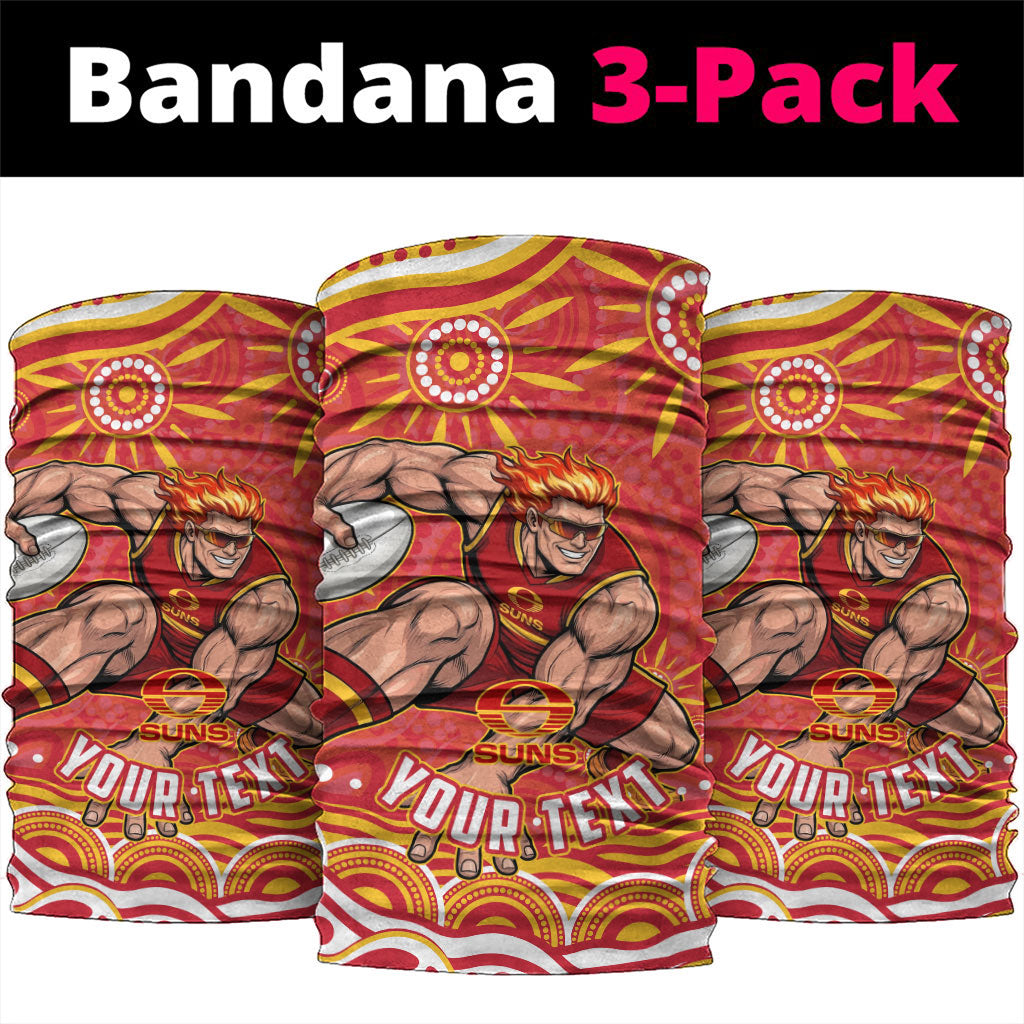 Personalized Gold Coast Suns Mascot Neck Gaiter Aboriginal Dot Art - Dreamtime Football Mascot