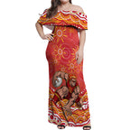 Personalized Gold Coast Suns Mascot Off Shoulder Maxi Dress Aboriginal Dot Art - Dreamtime Football Mascot
