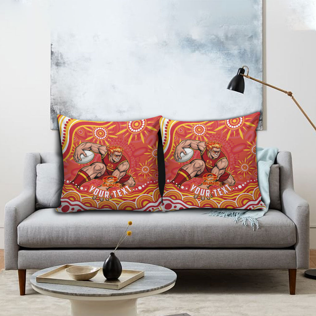 Personalized Gold Coast Suns Mascot Pillow Cover Aboriginal Dot Art - Dreamtime Football Mascot
