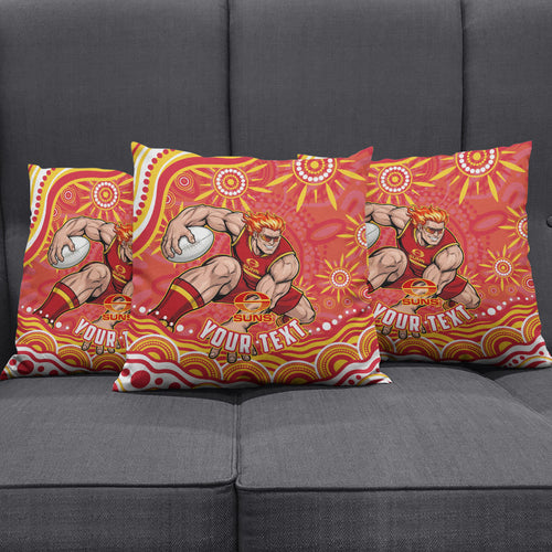 Personalized Gold Coast Suns Mascot Pillow Cover Aboriginal Dot Art - Dreamtime Football Mascot