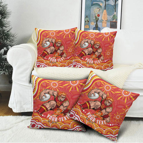 Personalized Gold Coast Suns Mascot Pillow Cover Aboriginal Dot Art - Dreamtime Football Mascot