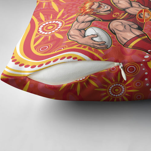 Personalized Gold Coast Suns Mascot Pillow Cover Aboriginal Dot Art - Dreamtime Football Mascot