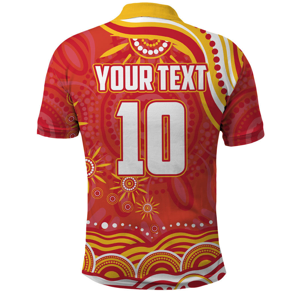 Personalized Gold Coast Suns Mascot Polo Shirt Aboriginal Dot Art - Dreamtime Football Mascot