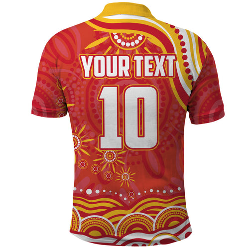Personalized Gold Coast Suns Mascot Polo Shirt Aboriginal Dot Art - Dreamtime Football Mascot
