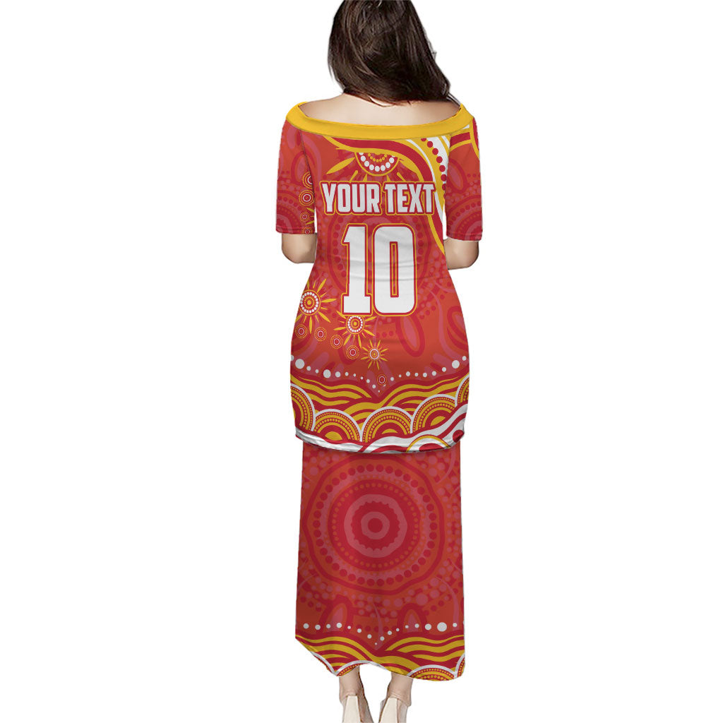 Personalized Gold Coast Suns Mascot Puletasi Aboriginal Dot Art - Dreamtime Football Mascot