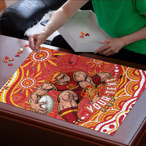 Personalized Gold Coast Suns Mascot Puzzle Aboriginal Dot Art - Dreamtime Football Mascot