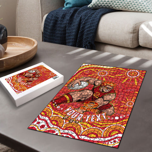 Personalized Gold Coast Suns Mascot Puzzle Aboriginal Dot Art - Dreamtime Football Mascot