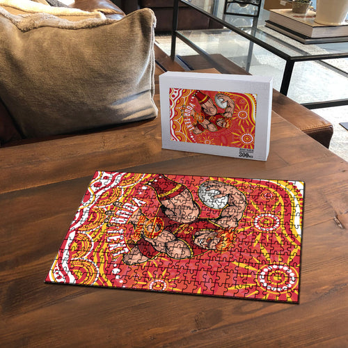 Personalized Gold Coast Suns Mascot Puzzle Aboriginal Dot Art - Dreamtime Football Mascot