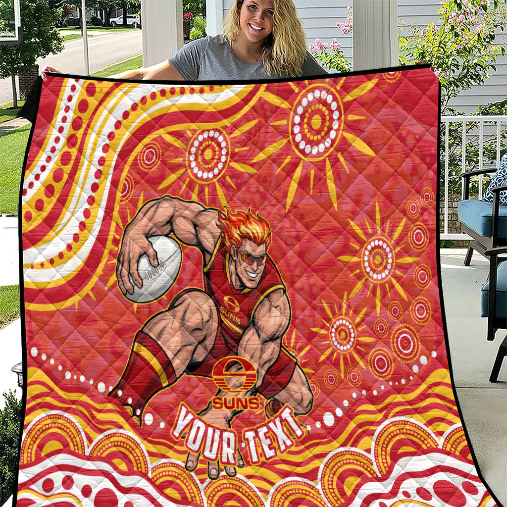 Personalized Gold Coast Suns Mascot Quilt Aboriginal Dot Art - Dreamtime Football Mascot