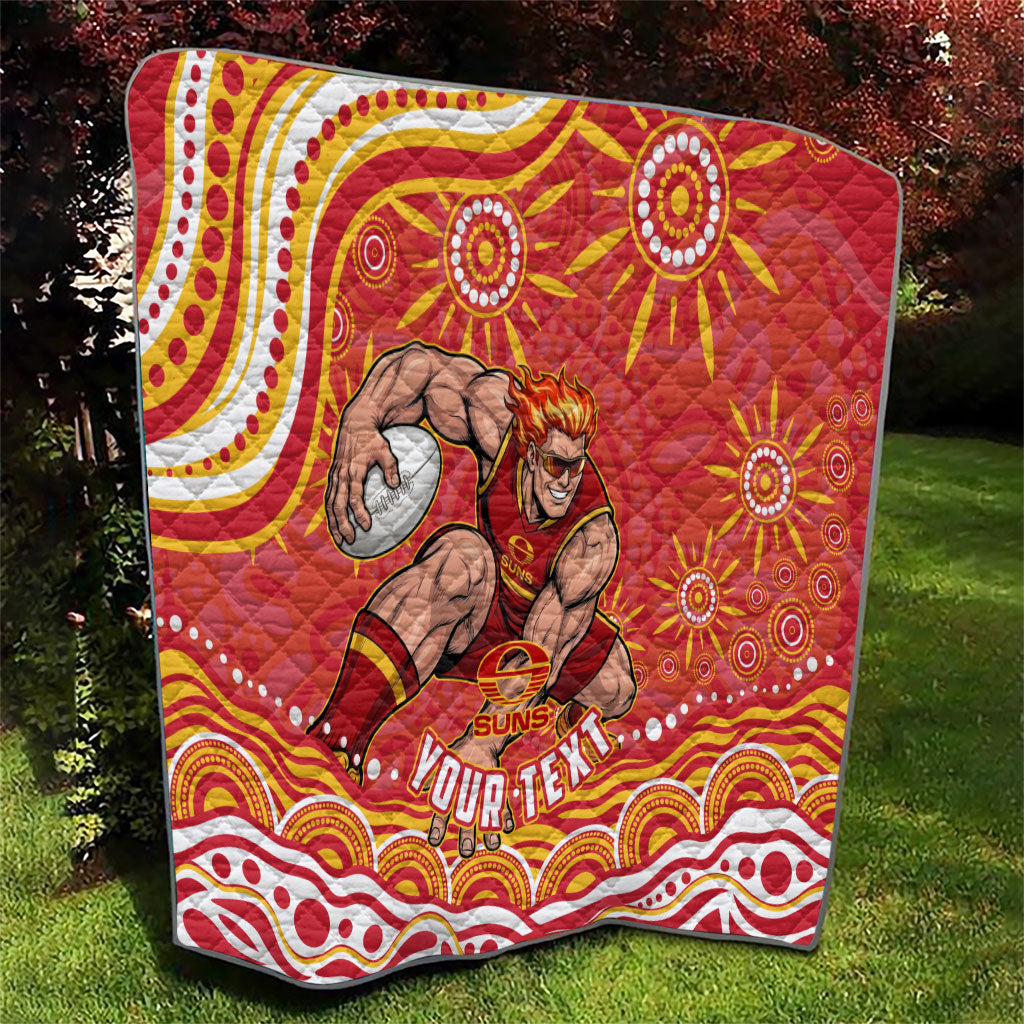 Personalized Gold Coast Suns Mascot Quilt Aboriginal Dot Art - Dreamtime Football Mascot