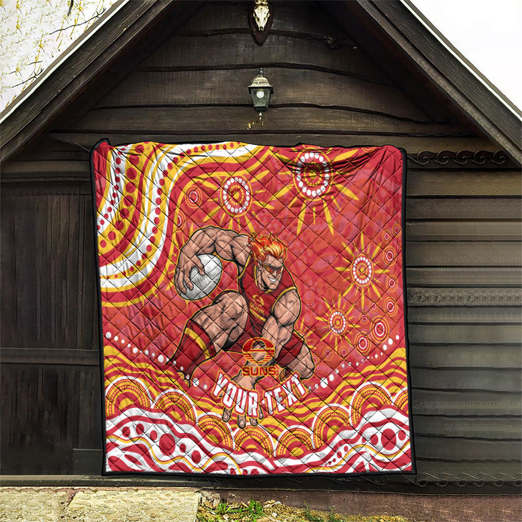 Personalized Gold Coast Suns Mascot Quilt Aboriginal Dot Art - Dreamtime Football Mascot