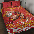 Personalized Gold Coast Suns Mascot Quilt Bed Set Aboriginal Dot Art - Dreamtime Football Mascot